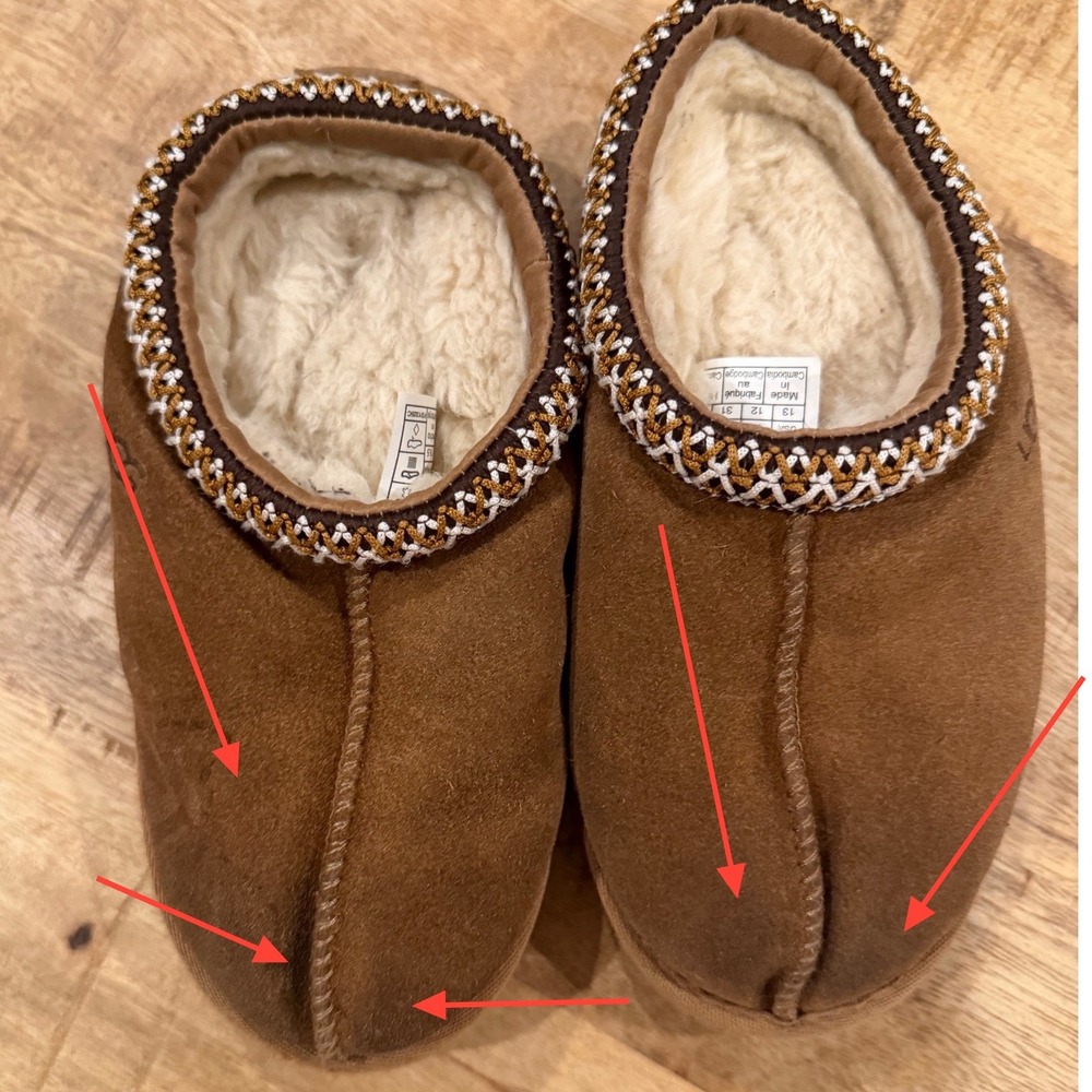 UGG Kids Tasman Suede Slippers Chestnut Brown Size 13 Kids